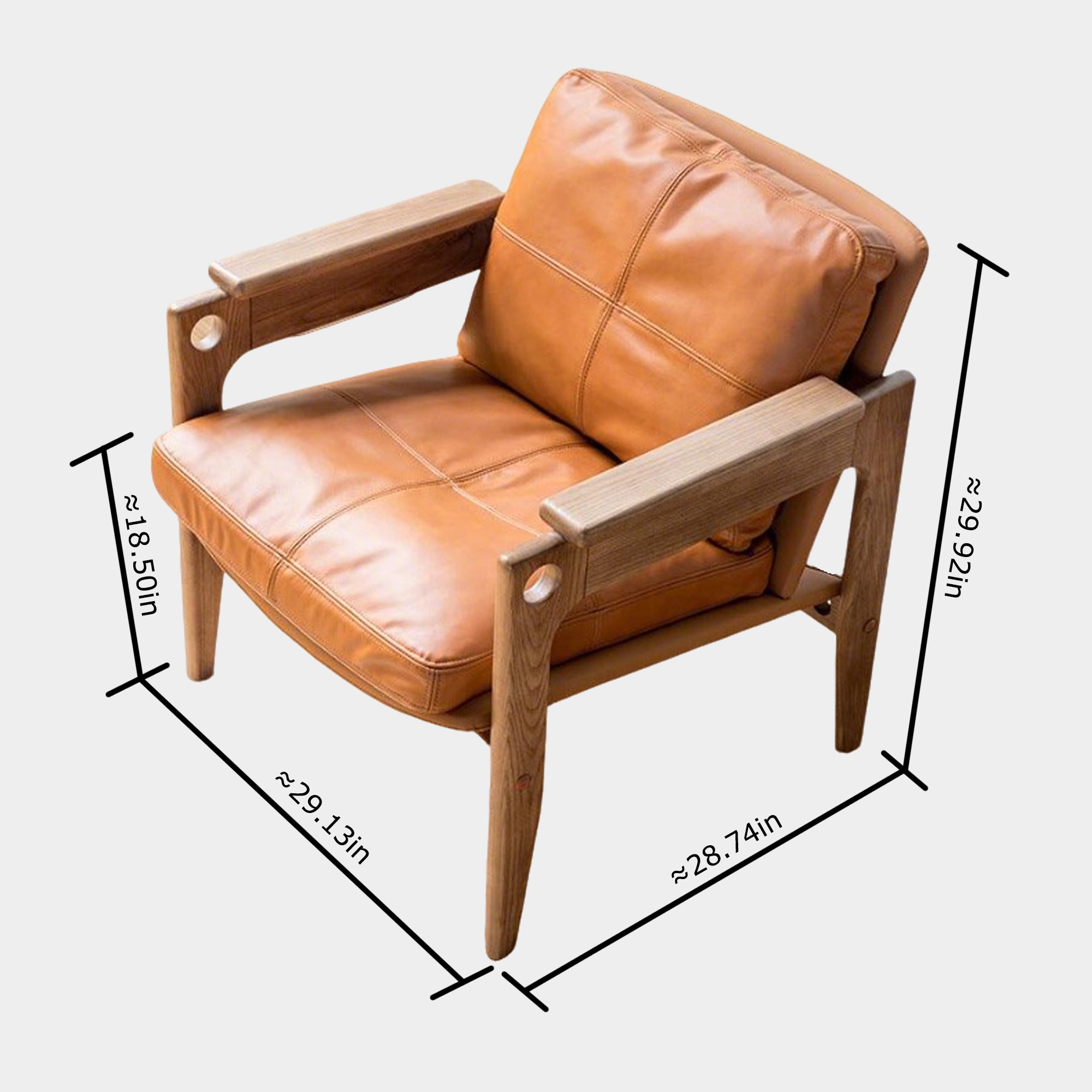 Furnipuzzle Detachable and Re - assembleable Nordic - style Single Leisure Chair with Wide Armrests, Made of Ash Wood